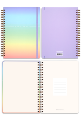 Matt Notebook 20x28 cm A4 Lastikli Spiralli Sert Kapak Not Defteri Çizgili Gökkuşağı