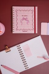 Matt Notebook 15x15 cm Kare 2'li Set Spiralli Çizgili Tarihsiz Not Defteri Pötikare Ayıcık