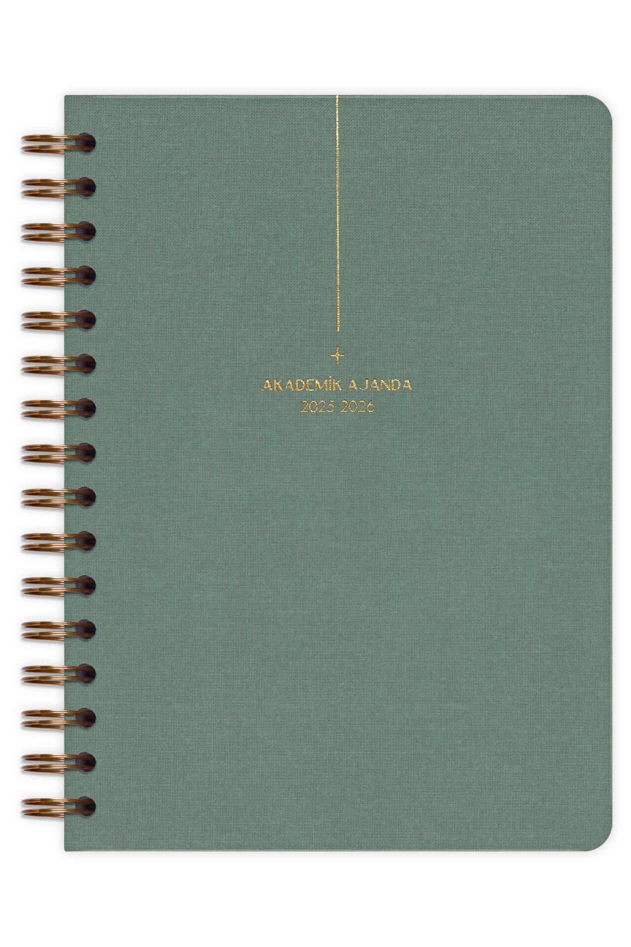 Matt Notebook 2025-2026 A5 Keten Akademik Ajanda Spiralli 15x21 cm - 17 Aylık Yeşil