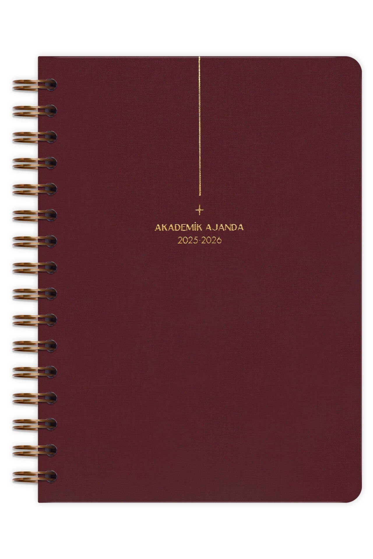 Matt Notebook 2025-2026 A5 Keten Akademik Ajanda Spiralli 15x21 cm - 17 Aylık Bordo