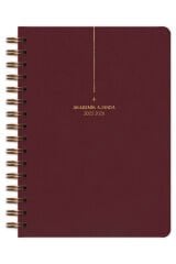 Matt Notebook 2025-2026 A5 Keten Akademik Ajanda Spiralli 15x21 cm - 17 Aylık Bordo