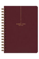 Matt Notebook 2025-2026 A5 Keten Akademik Ajanda Spiralli 15x21 cm - 17 Aylık Bordo