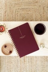 Matt Notebook 2025-2026 A5 Keten Akademik Ajanda Spiralli 15x21 cm - 17 Aylık Bordo