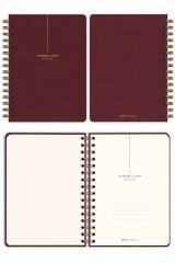 Matt Notebook 2025-2026 A5 Keten Akademik Ajanda Spiralli 15x21 cm - 17 Aylık Bordo