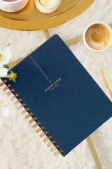 Matt Notebook 2025-2026 A5 Keten Akademik Ajanda Spiralli 15x21 cm - 17 Aylık Lacivert