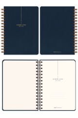 Matt Notebook 2025-2026 A5 Keten Akademik Ajanda Spiralli 15x21 cm - 17 Aylık Lacivert