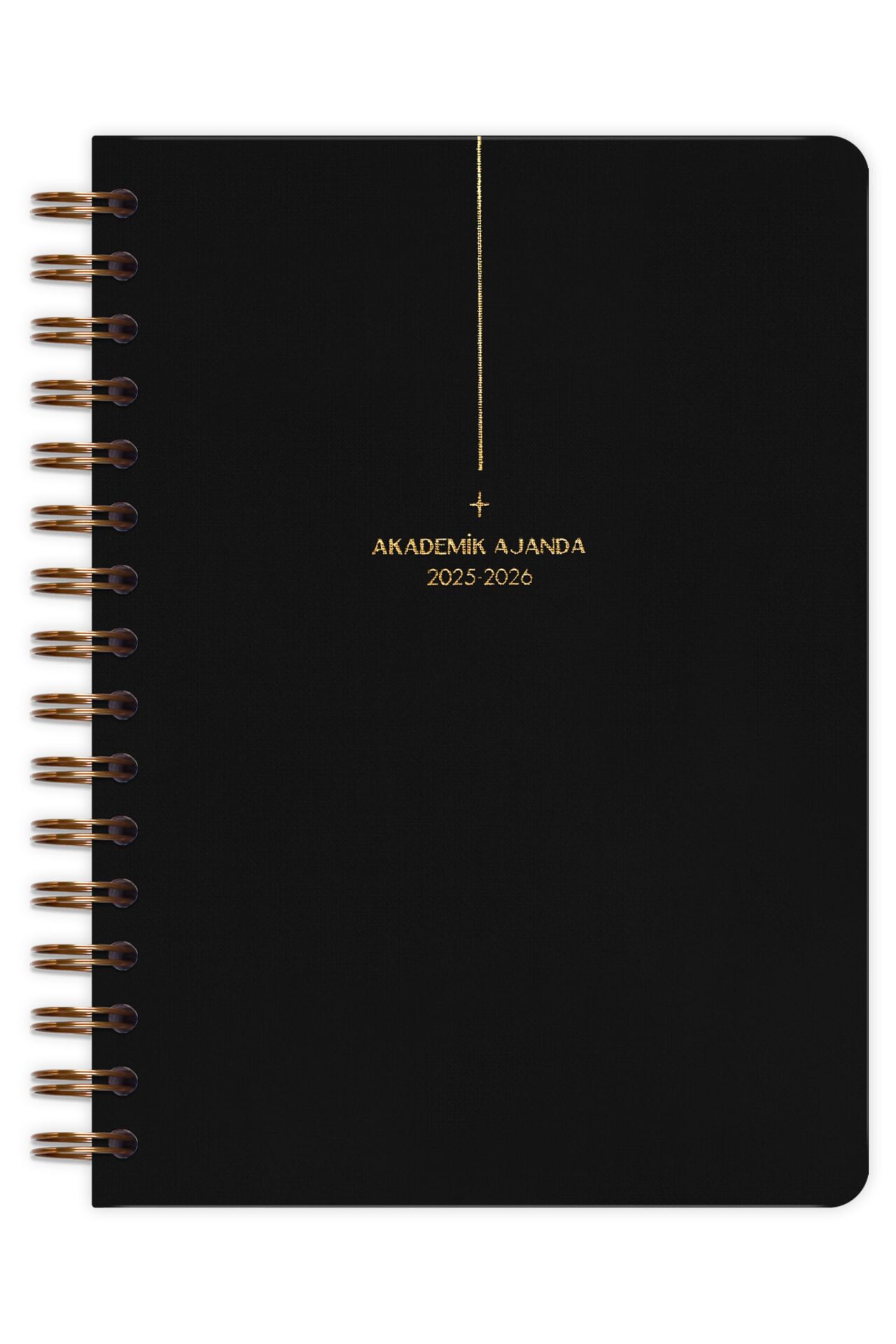 Matt Notebook 2025-2026 A5 Keten Akademik Ajanda Spiralli 15x21 cm - 17 Aylık Siyah