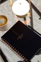 Matt Notebook 2025-2026 A5 Keten Akademik Ajanda Spiralli 15x21 cm - 17 Aylık Siyah