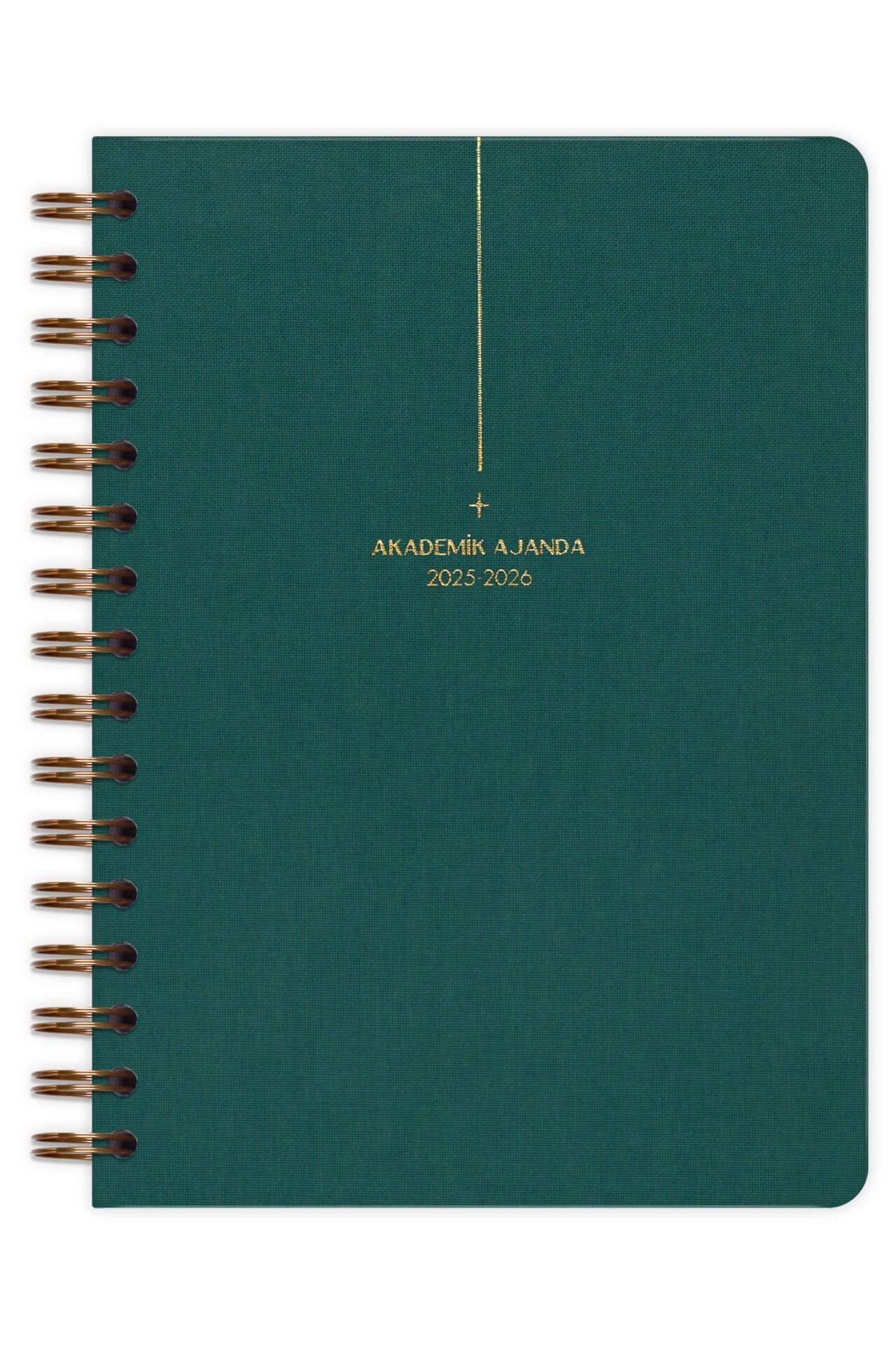 Matt Notebook 2025-2026 A5 Keten Akademik Ajanda Spiralli 15x21 cm - 17 Aylık Koyu Yeşil