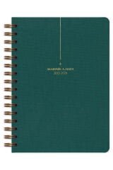 Matt Notebook 2025-2026 A5 Keten Akademik Ajanda Spiralli 15x21 cm - 17 Aylık Koyu Yeşil