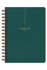 Matt Notebook 2025-2026 A5 Keten Akademik Ajanda Spiralli 15x21 cm - 17 Aylık Koyu Yeşil