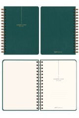 Matt Notebook 2025-2026 A5 Keten Akademik Ajanda Spiralli 15x21 cm - 17 Aylık Koyu Yeşil