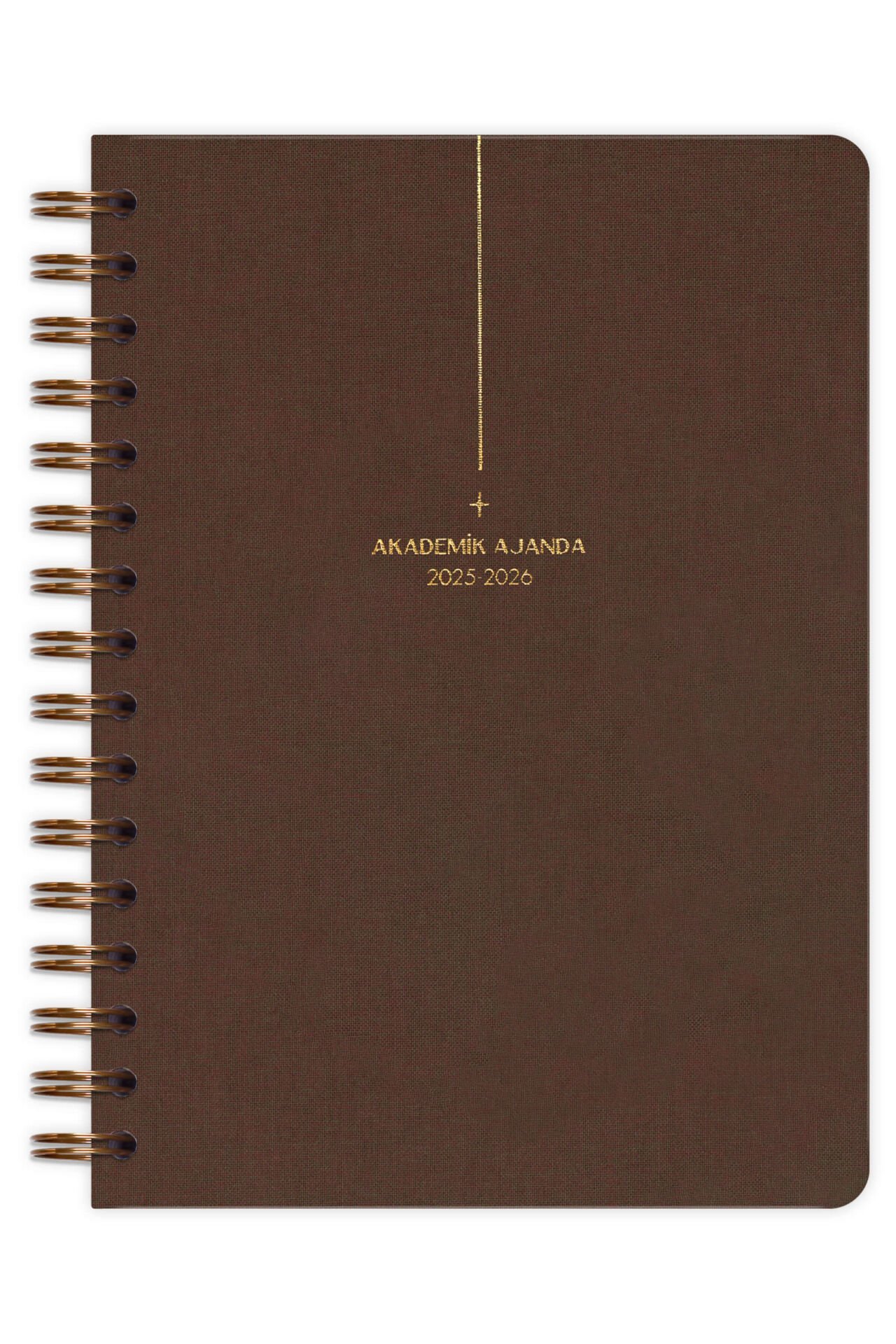 Matt Notebook 2025-2026 A5 Keten Akademik Ajanda Spiralli 15x21 cm - 17 Aylık Kahverengi