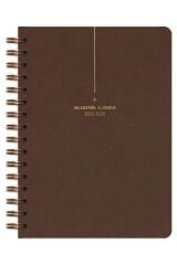Matt Notebook 2025-2026 A5 Keten Akademik Ajanda Spiralli 15x21 cm - 17 Aylık Kahverengi