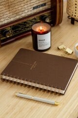 Matt Notebook 2025-2026 A5 Keten Akademik Ajanda Spiralli 15x21 cm - 17 Aylık Kahverengi