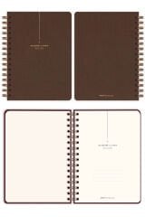 Matt Notebook 2025-2026 A5 Keten Akademik Ajanda Spiralli 15x21 cm - 17 Aylık Kahverengi