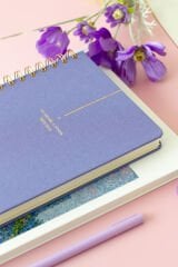 Matt Notebook 2025-2026 A5 Keten Akademik Ajanda Spiralli 15x21 cm - 17 Aylık Lila