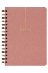 Matt Notebook 2025-2026 A5 Keten Akademik Ajanda Spiralli 15x21 cm - 17 Aylık Pembe
