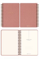 Matt Notebook 2025-2026 A5 Keten Akademik Ajanda Spiralli 15x21 cm - 17 Aylık Pembe