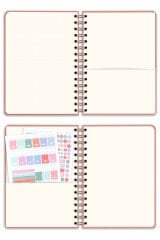 Matt Notebook 2025-2026 A5 Keten Akademik Ajanda Spiralli 15x21 cm - 17 Aylık Pembe