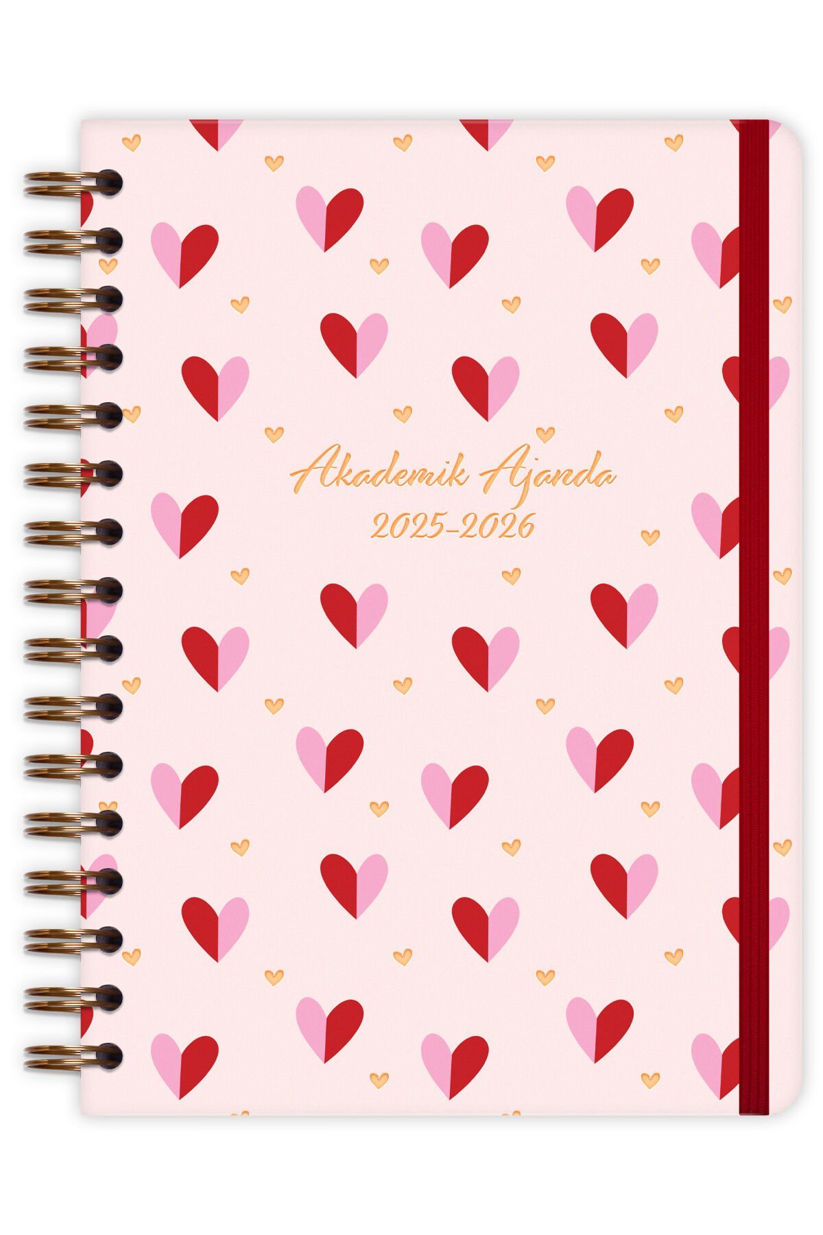 Matt Notebook 2025-2026 A5 Akademik Ajanda Spiralli 15x21 cm - 16 Aylık - Motivasyon Sayfalı Kalpler