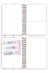 Matt Notebook 2025-2026 A5 Akademik Ajanda Spiralli 15x21 cm - 16 Aylık - Motivasyon Sayfalı Kalpler