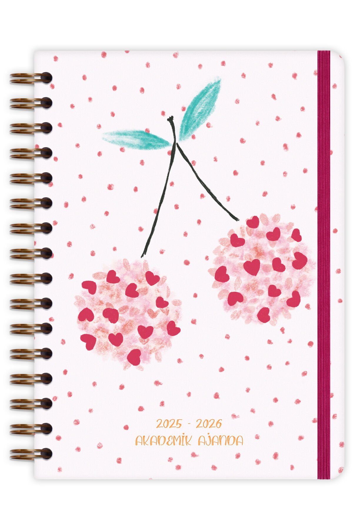 Matt Notebook 2025-2026 A5 Akademik Ajanda Spiralli 15x21 cm - 16 Aylık - Motivasyon Sayfalı Kiraz
