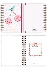 Matt Notebook 2025-2026 A5 Akademik Ajanda Spiralli 15x21 cm - 16 Aylık - Motivasyon Sayfalı Kiraz