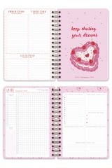 Matt Notebook 2025-2026 A5 Akademik Ajanda Spiralli 15x21 cm - 16 Aylık - Motivasyon Sayfalı Kiraz