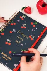 Matt Notebook 2025-2026 Akademik Ajanda Spiralli 17x24 cm - 17 Aylık Kiraz