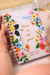 Matt Notebook 2025-2026 A5 Akademik Ajanda Spiralli 15x21 cm -13 Aylık- Lila Çiçekler