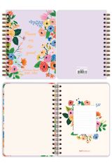 Matt Notebook 2025-2026 A5 Akademik Ajanda Spiralli 15x21 cm -13 Aylık- Lila Çiçekler
