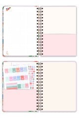 Matt Notebook 2025-2026 A5 Akademik Ajanda Spiralli 15x21 cm -13 Aylık- Lila Çiçekler
