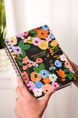 Matt Notebook 2025-2026 A5 Akademik Ajanda Spiralli 15x21 cm -13 Aylık- Siyah Çiçekler