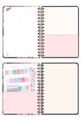 Matt Notebook 2025-2026 A5 Akademik Ajanda Spiralli 15x21 cm -13 Aylık- Siyah Çiçekler