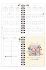 Matt Notebook 2025-2026 A5 Akademik Ajanda Spiralli 15x21 cm -13 Aylık- Siyah Çiçekler