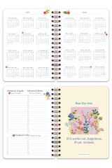 Matt Notebook 2025-2026 A5 Akademik Ajanda Spiralli 15x21 cm -13 Aylık- Yeşil Çiçekler