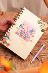 Matt Notebook 2025-2026 A5 Akademik Ajanda Spiralli 15x21 cm -13 Aylık- Krem Çiçekler