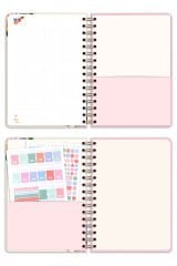 Matt Notebook 2025-2026 A5 Akademik Ajanda Spiralli 15x21 cm -13 Aylık- Krem Çiçekler