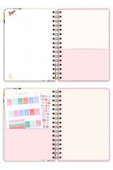 Matt Notebook 2025-2026 A5 Akademik Ajanda Spiralli 15x21 cm -13 Aylık- Krem Çiçekler