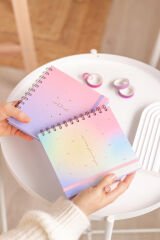Matt Notebook 15x15 cm Kare 2'li Set Spiralli Süresiz Planlayıcı Ajanda ve Defter Gökkuşağı
