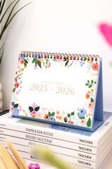 Matt Notebook 2025-2026 16 Aylık Akademik Masaüstü Planlayıcı Takvim Çiçekler