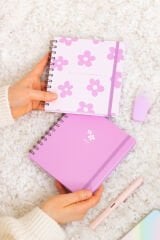Matt Notebook 15x15 cm Kare 2'li Set Spiralli Süresiz Planlayıcı Ajanda ve Defter Papatya