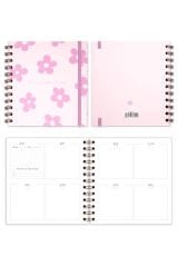 Matt Notebook 15x15 cm Kare 2'li Set Spiralli Süresiz Planlayıcı Ajanda ve Defter Papatya