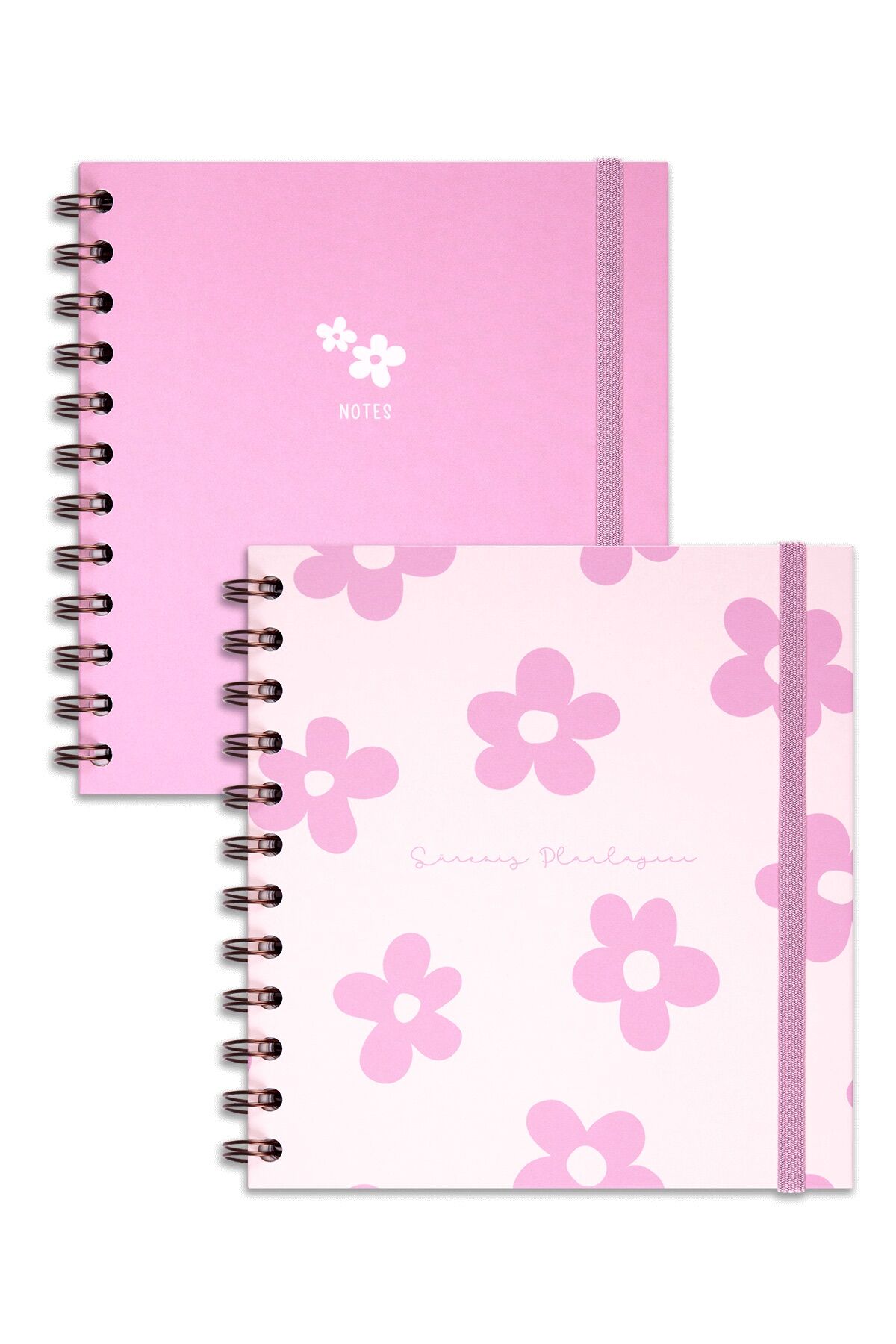 Matt Notebook 15x15 cm Kare 2'li Set Spiralli Süresiz Planlayıcı Ajanda ve Defter Papatya