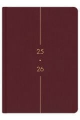 Matt Notebook 2025-2026 A5 Keten Akademik Ajanda 15x21 cm - 17 Aylık Bordo