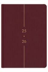 Matt Notebook 2025-2026 A5 Keten Akademik Ajanda 15x21 cm - 17 Aylık Bordo