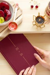 Matt Notebook 2025-2026 A5 Keten Akademik Ajanda 15x21 cm - 17 Aylık Bordo