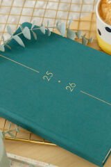 Matt Notebook 2025-2026 A5 Keten Akademik Ajanda 15x21 cm - 17 Aylık Koyu Yeşil