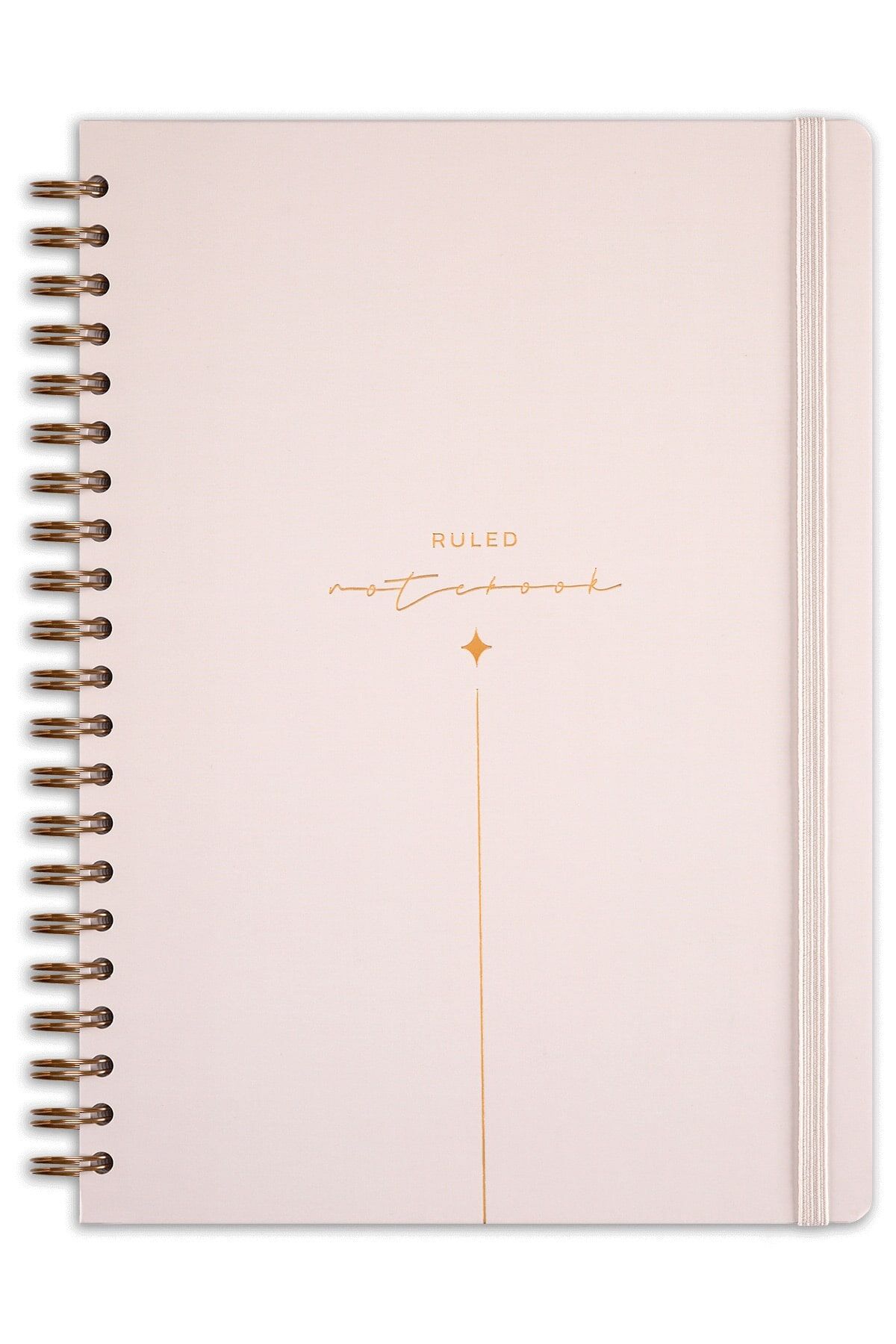 Matt Notebook 20x28 cm A4 Lastikli Spiralli Sert Kapak Not Defteri Çizgili Bej